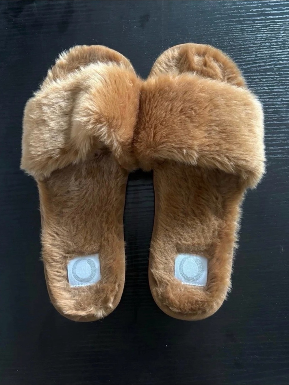 Plush Faux Fur Slide Slippers - Camel Brown - Picture 6 of 6